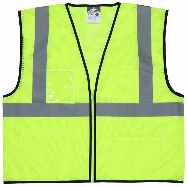 Mcr Safety Garments, Lime Green, Class2, Econ, Zip, Mesh X3 VCL2MLZX3